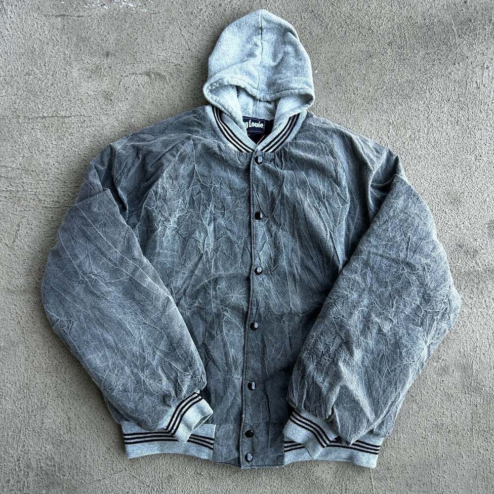 Vintage King Louie Made in USA Hooded Varsity Bomber Jacket